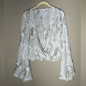 12th Tribe x The Salty Blonde Marbled Deep V Blouse Size Medium